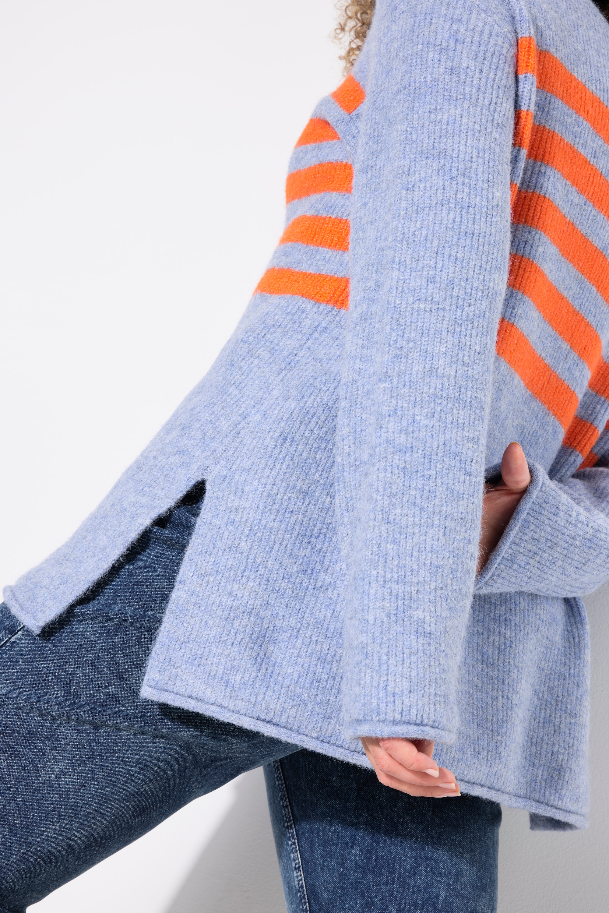 Ulla Popken Damen große Größen Pullover Ringel Rundhals Langarm