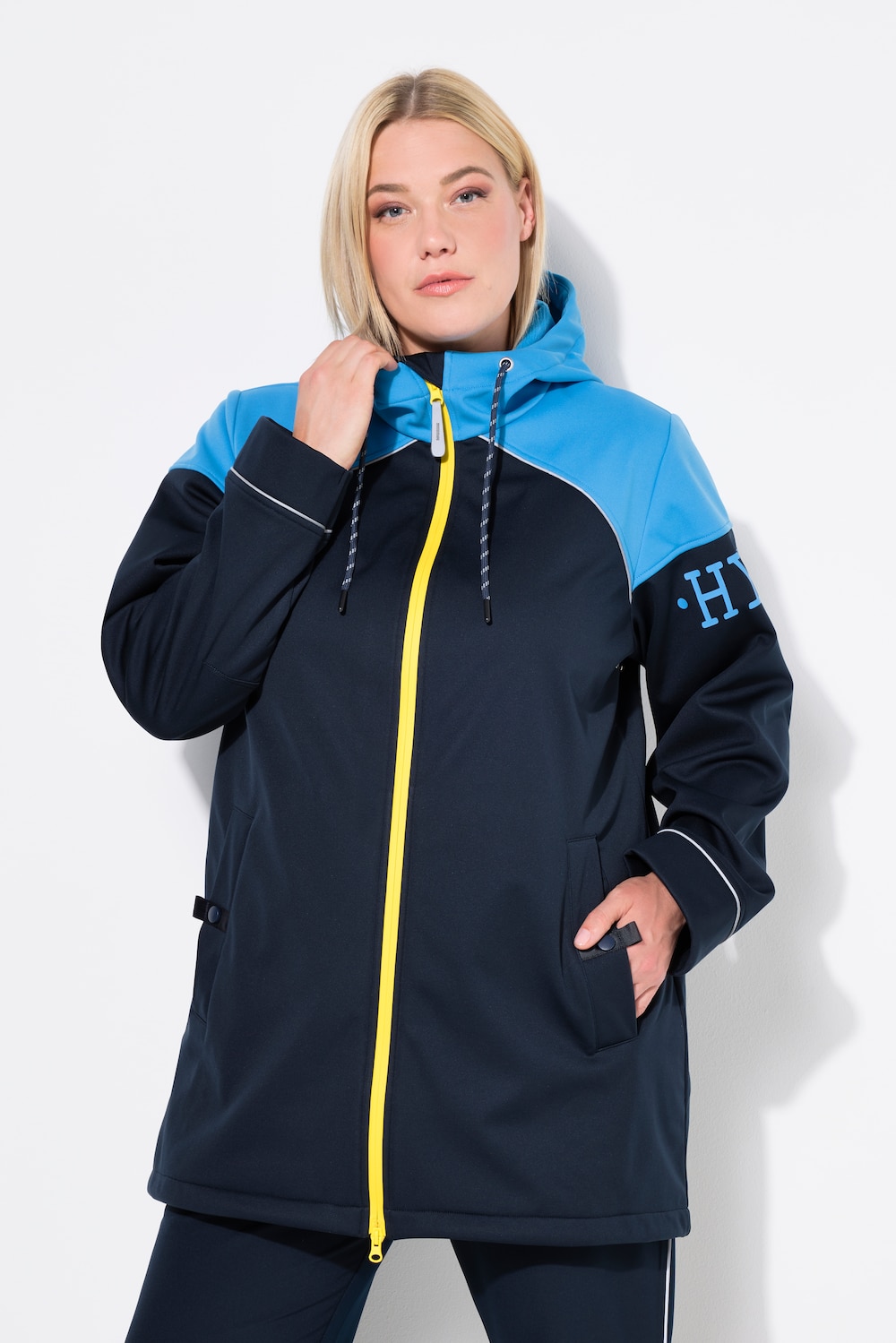 Große Größen Softshell-Longjacke, Damen, blau, Größe: 42/44, Ulla Popken