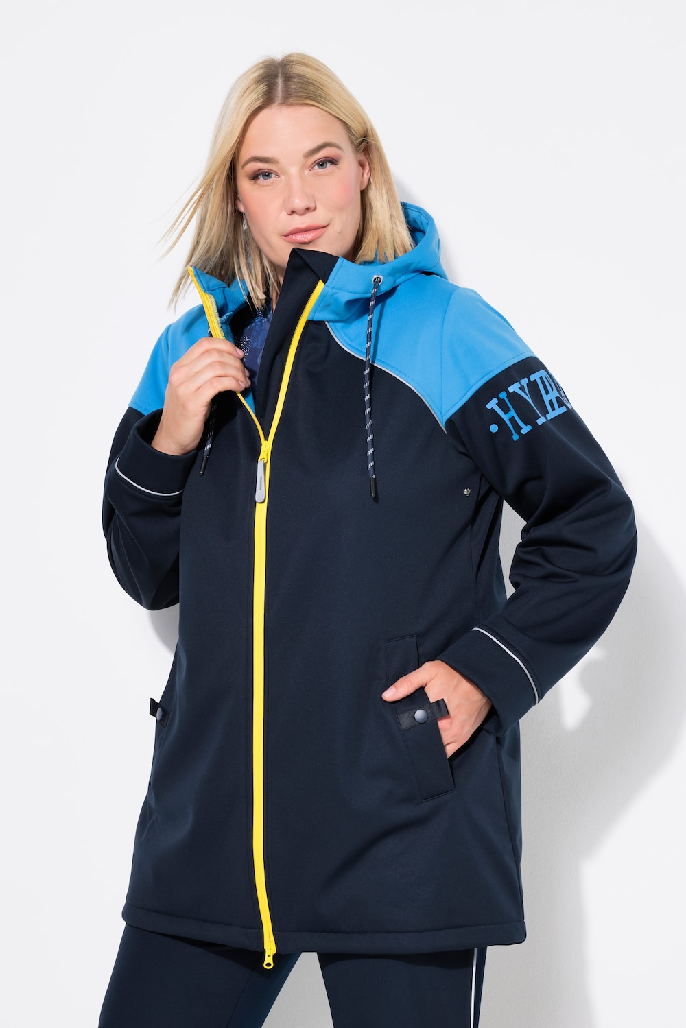 Große Größen Softshell-Longjacke, Damen, blau, Größe: 58/60, Ulla Popken