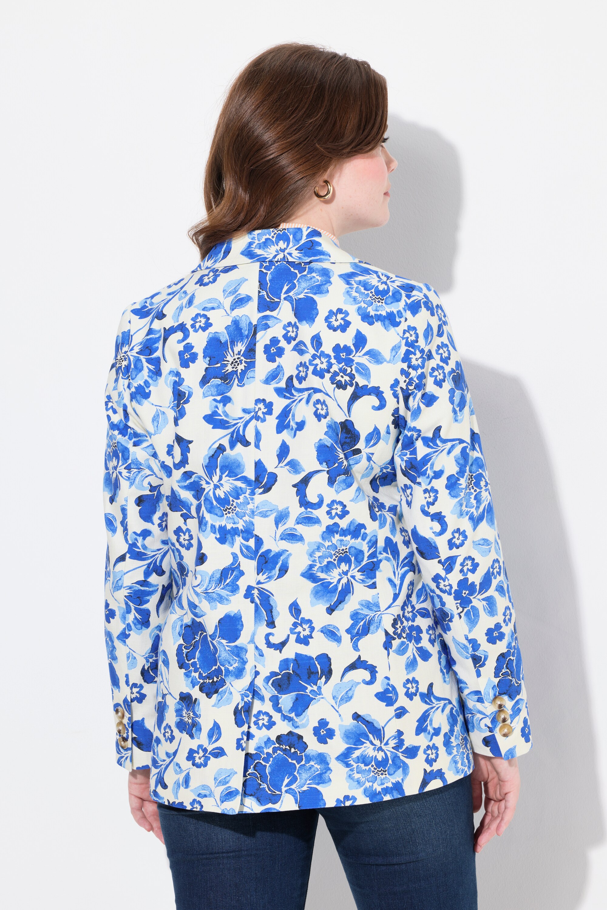 Ulla Popken Damen große Größen Blazer Blütenmuster Reverskragen