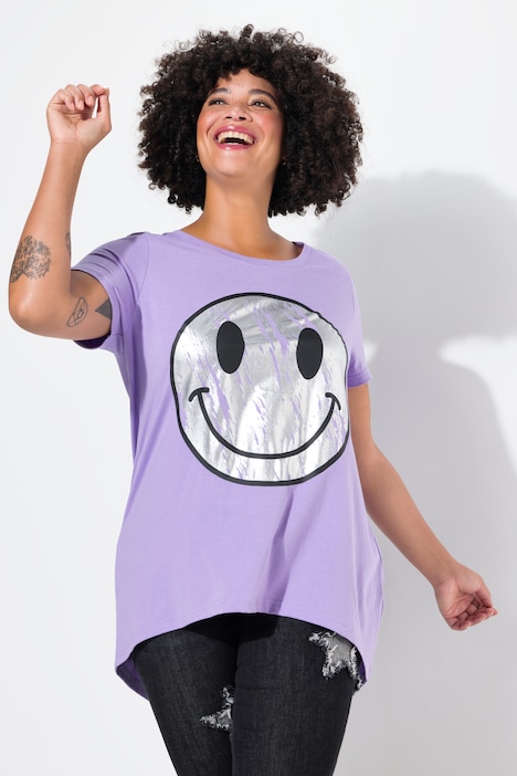 T-Shirt, A-Linie, Metallic-Smiley