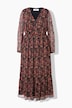 Maxikjole, A-form, dobbelt lag, Chiffon, Asia-print