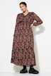 Maxikjole, A-form, dobbelt lag, Chiffon, Asia-print