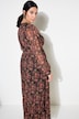 Maxikjole, A-form, dobbelt lag, Chiffon, Asia-print