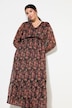 Maxikjole, A-form, dobbelt lag, Chiffon, Asia-print