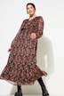 Maxikjole, A-form, dobbelt lag, Chiffon, Asia-print