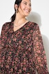 Maxikjole, A-form, dobbelt lag, Chiffon, Asia-print