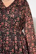 Maxikjole, A-form, dobbelt lag, Chiffon, Asia-print