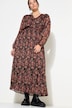 Maxikjole, A-form, dobbelt lag, Chiffon, Asia-print