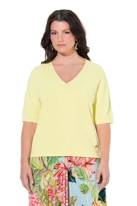 Svetr, elastický lem, výstřih do V, krátké rukávy