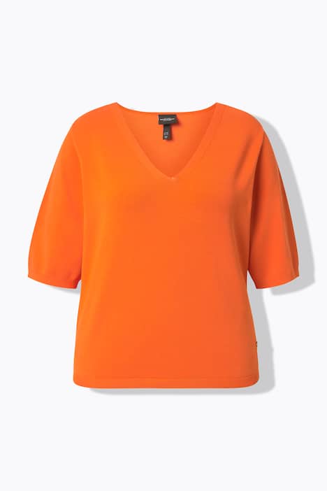 Trui, elastische zoom, V-hals, korte mouwen