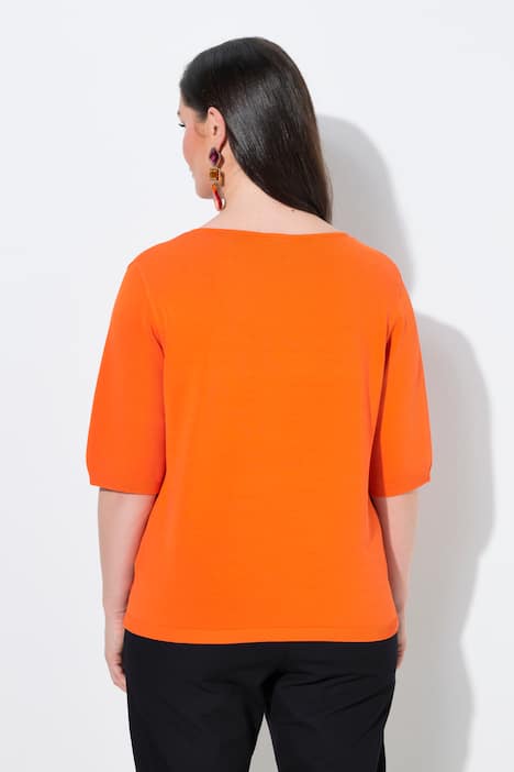 Trui, elastische zoom, V-hals, korte mouwen