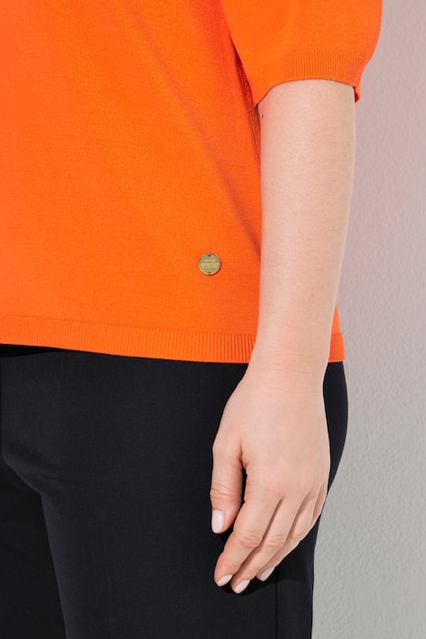 Trui, elastische zoom, V-hals, korte mouwen