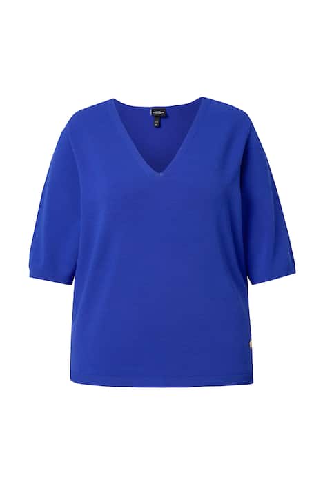 Svetr, elastický lem, výstřih do V, krátké rukávy