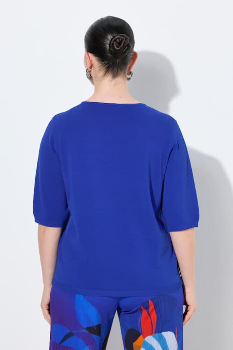 Trui, elastische zoom, V-hals, korte mouwen