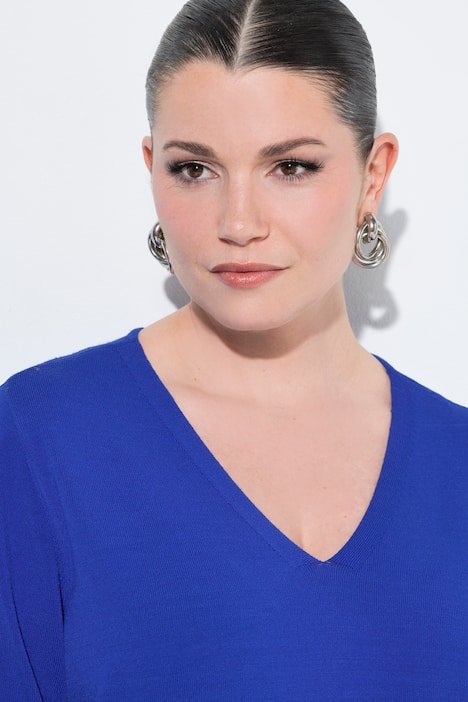 Trui, elastische zoom, V-hals, korte mouwen