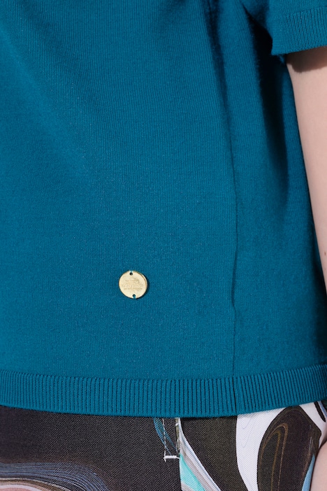 Trui, elastische zoom, V-hals, korte mouwen