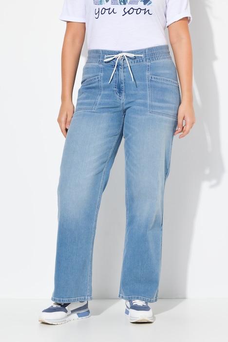 Patch Pocket Elastic Waist Jeans