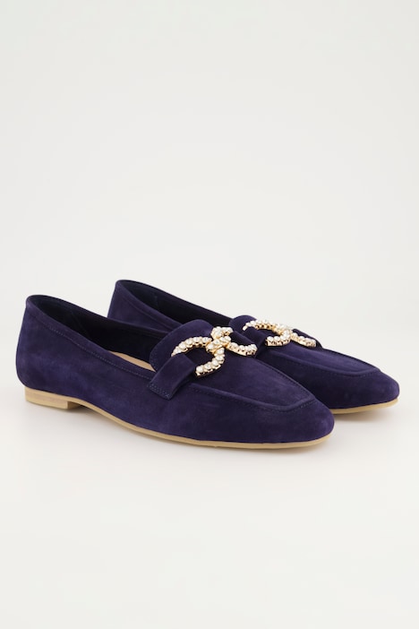 Leder-Ballerinas, Veloursleder, Wechselfußbett, Weite H