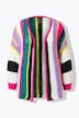 Strickjacke, Straight Fit, bunten Streifen, Ballonärmel