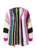 Rozepínací svetr, rovný střih, pestré pruhy, balónové rukávy