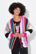 Strickjacke, Straight Fit, bunten Streifen, Ballonärmel