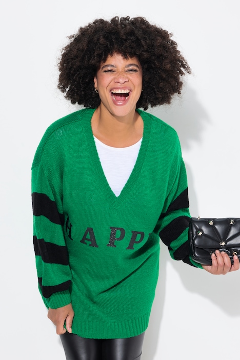 Pullover, oversized, HAPPY, Ringel-Ärmel