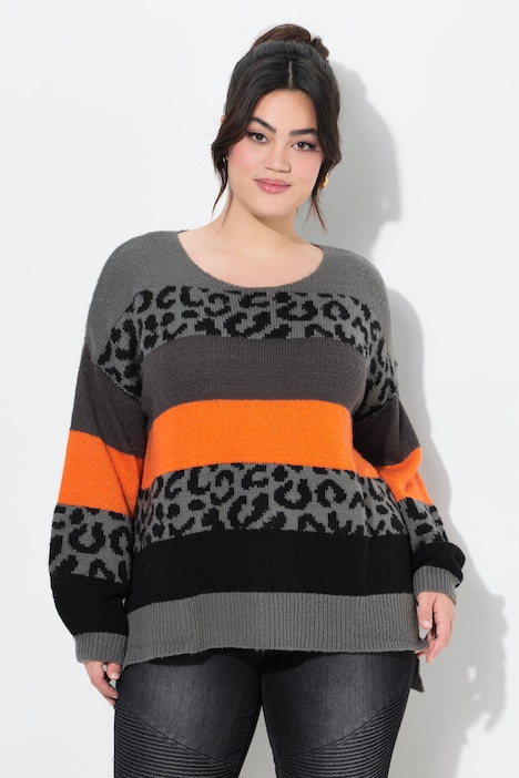 Pullover, oversized, Blockstreifen, Langarm