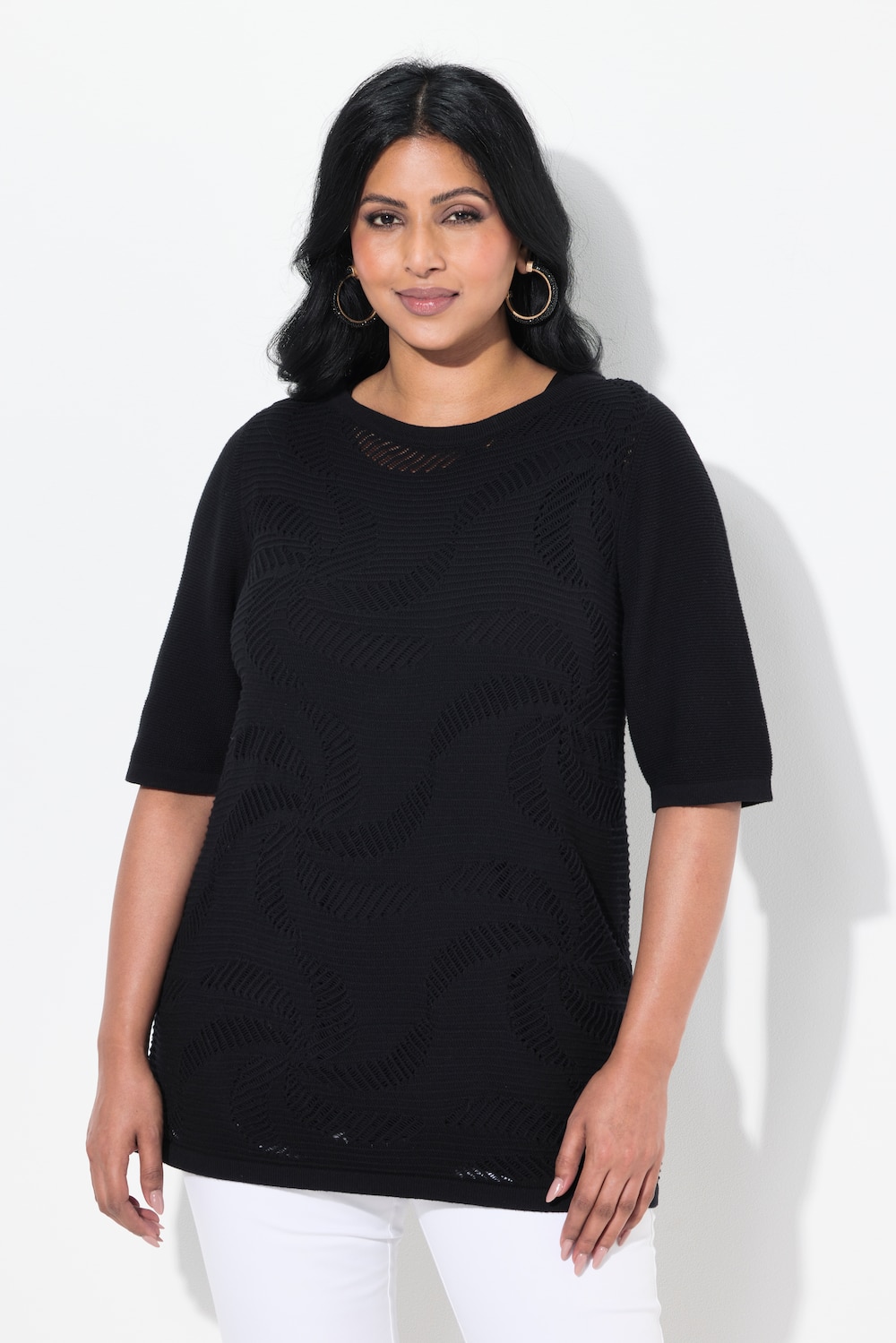 Große Größen Pullover, Damen, schwarz, Größe: 58/60, Baumwolle, Ulla Popken