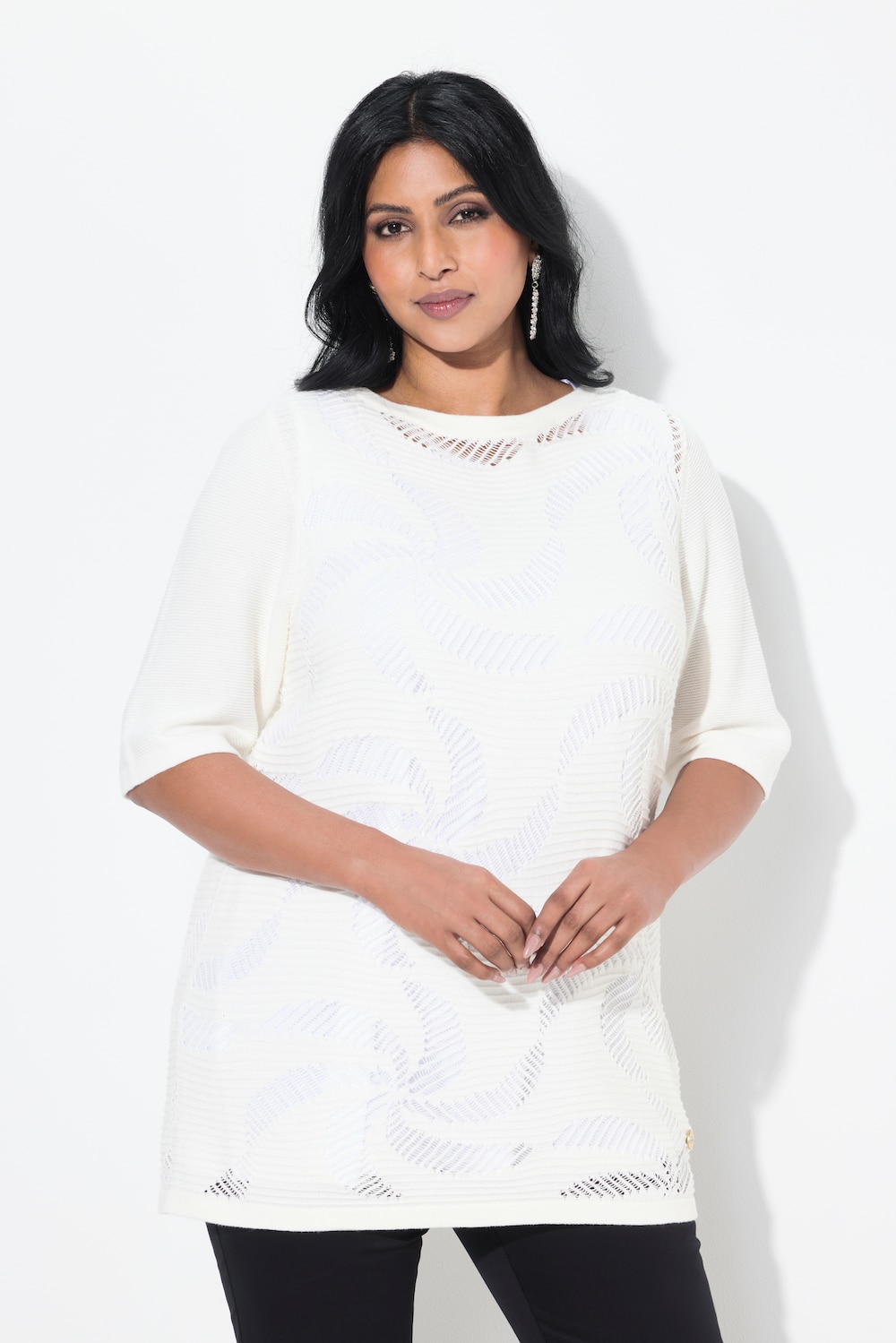 Große Größen Pullover, Damen, weiß, Größe: 54/56, Baumwolle, Ulla Popken