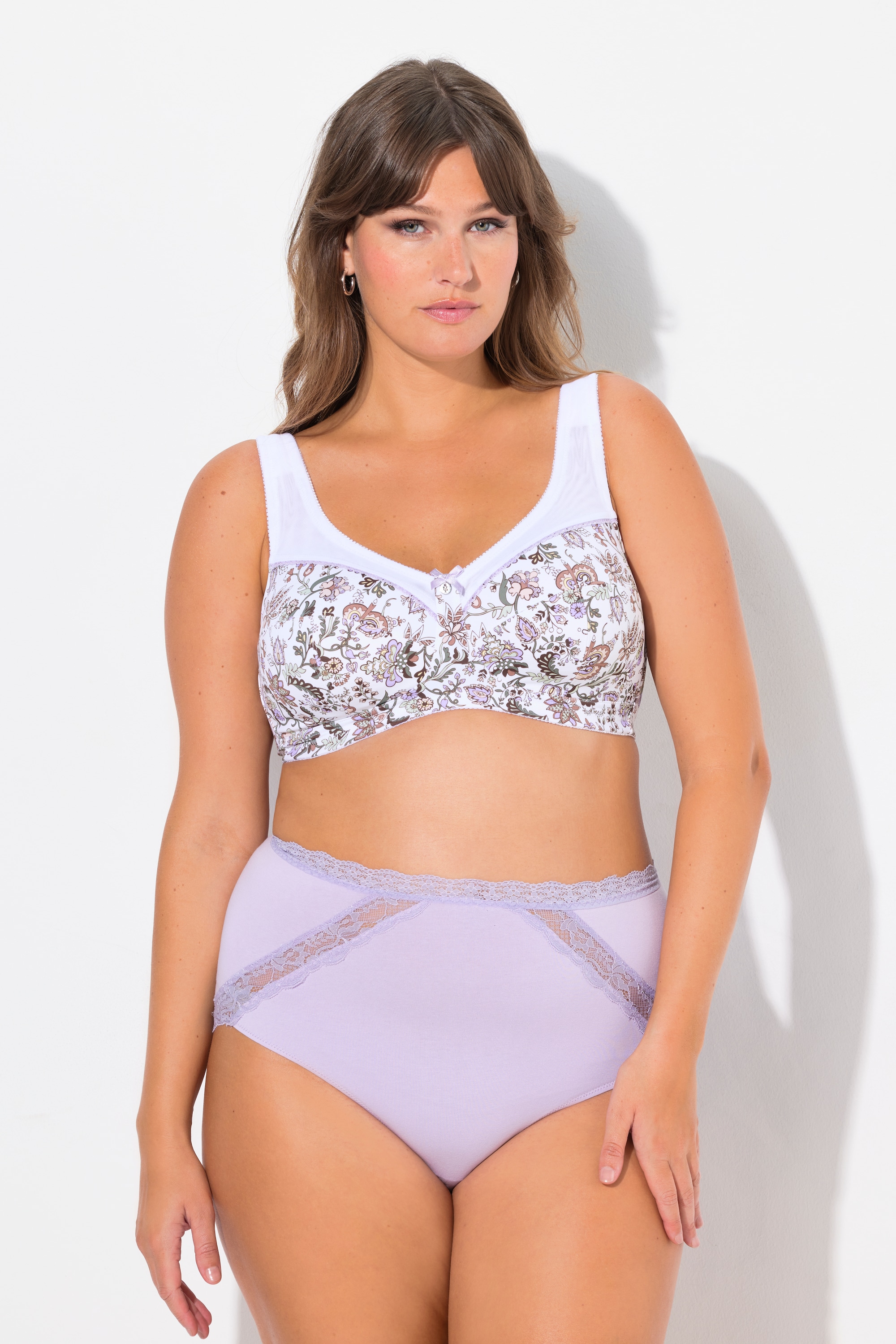 Ulla Popken Damen große Größen Entlastungs BH Blüten ohne Bügel Cup C H 835316