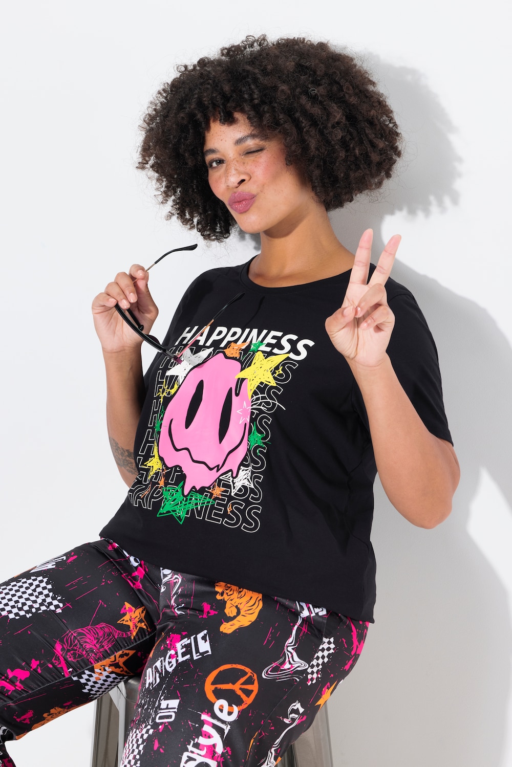 T-shirt, A-lijn, Happiness smiley