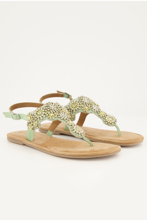 Sandalen met riempjes, kraaltjes, traagschuim, wijdte H