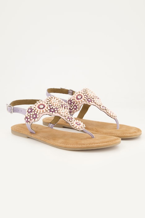 Sandalen met riempjes, kraaltjes, traagschuim, wijdte H