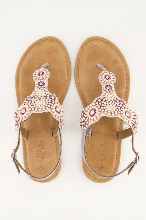 Sandalias con correa, cuentas, Memory Foam, ancho H