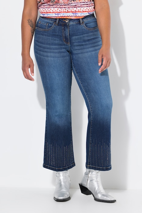 Jeans, Flared Fit, glittersteentjes-zoom, 5-pocket