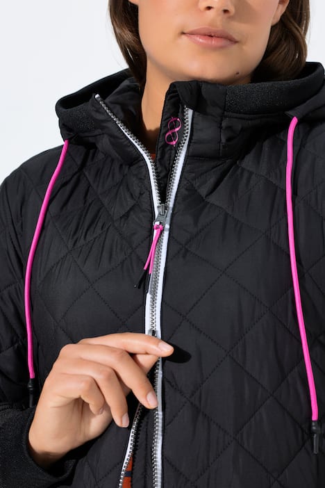 doorgestikte jas met bedrukte voering