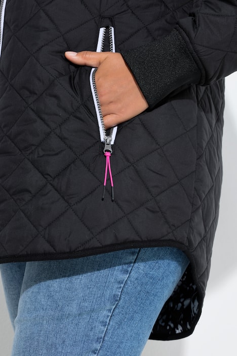 doorgestikte jas met bedrukte voering