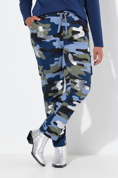 Cargo-Jogginghose, Camouflage, Pailletten