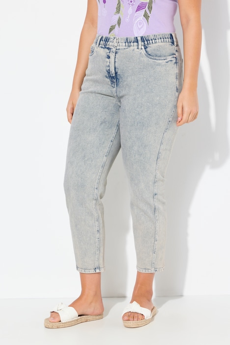 Mom jeans, conische pijpen, comfortabele tailleband