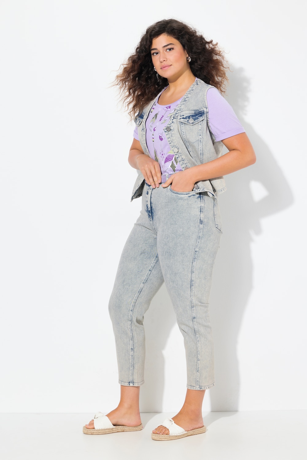 Große Größen Mom-Jeans, Damen, grau, Größe: 50, Baumwolle, Ulla Popken