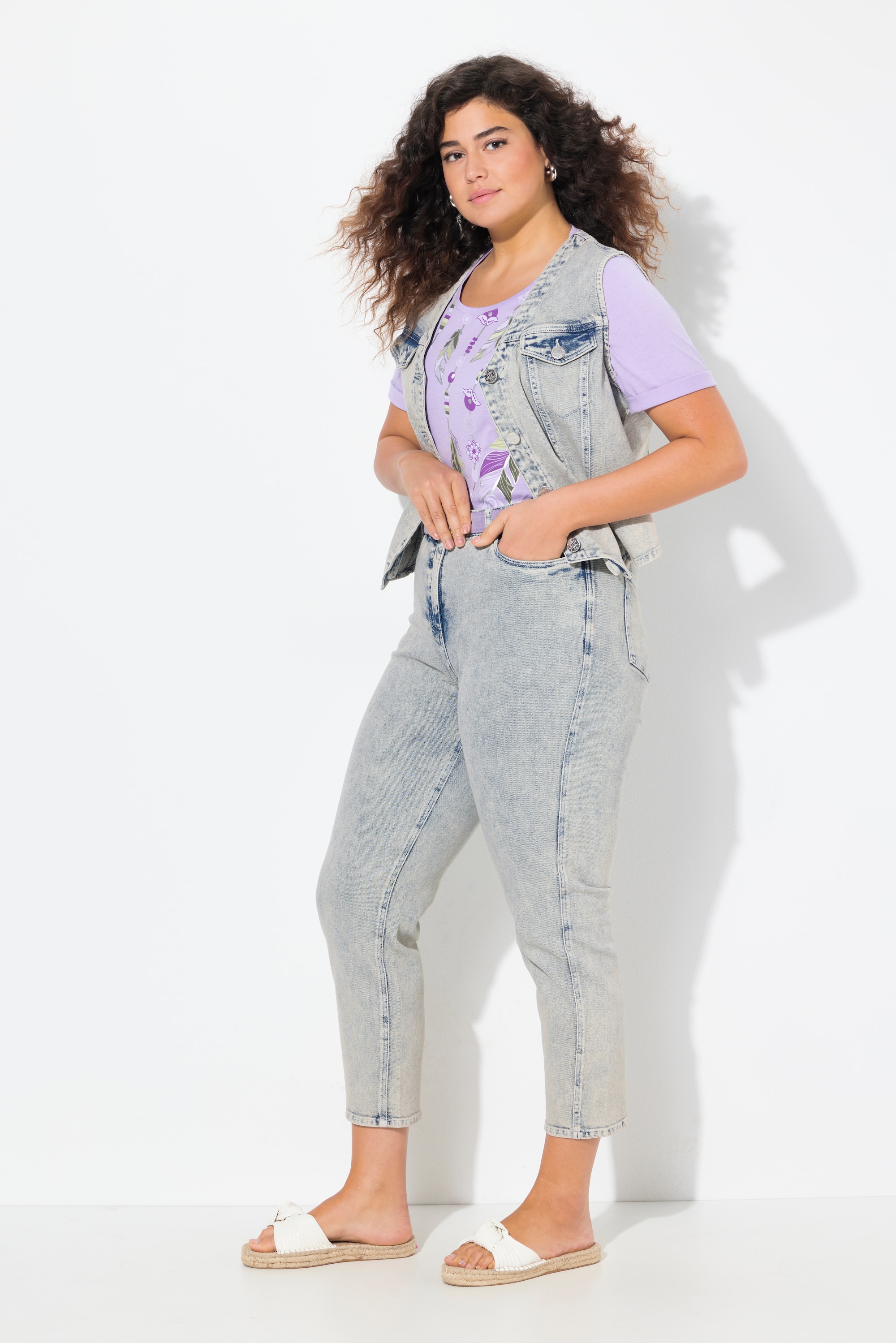Ulla Popken Damen große Größen Mom Jeans konisches Bein Komfortbund 835367