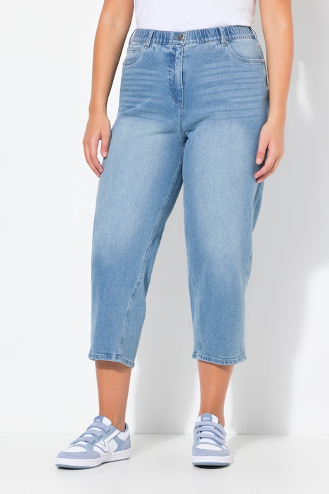 Mom jeans, conische pijpen, comfortabele tailleband