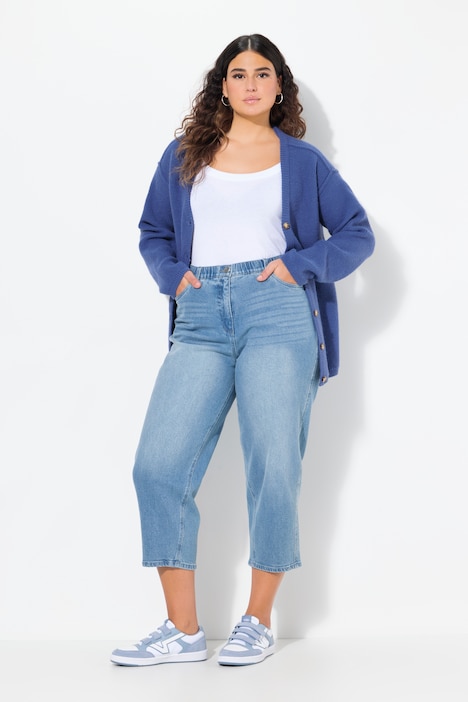 Mom jeans, conische pijpen, comfortabele tailleband