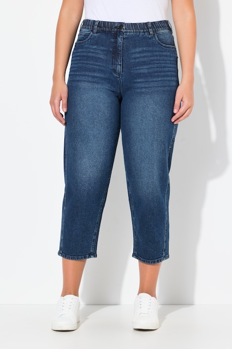 Mom jeans, conische pijpen, comfortabele tailleband