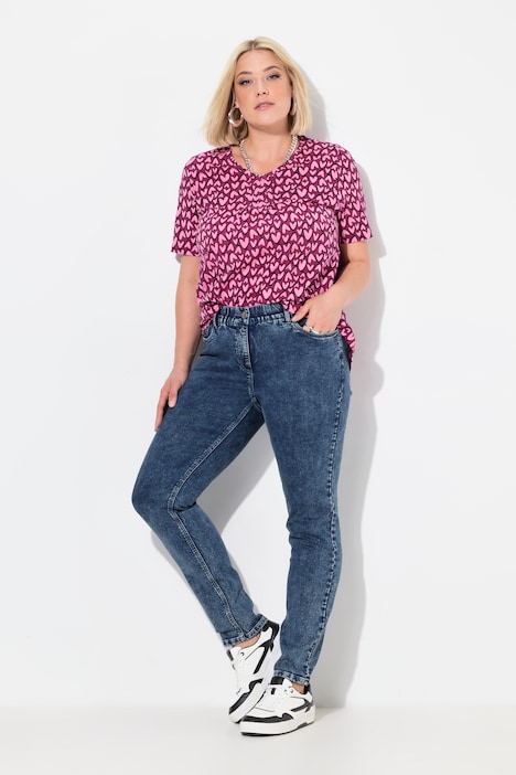 Jerseyjeans Sarah, smalle pijpen, comfortabele tailleband