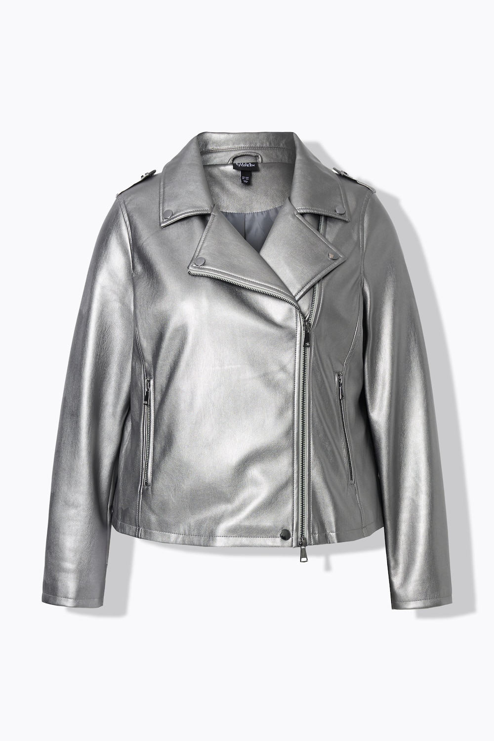 Stora storlekar Bikerjacka, Dam, grå, storlek: 58/60, Polyester/Syntetfibrer, Ulla Popken