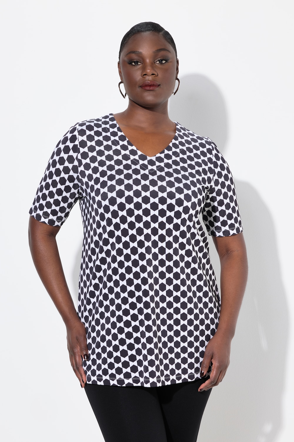 Große Größen Slinky-Piqué-Shirt, Damen, weiß, Größe: 50/52, Viskose, Ulla Popken