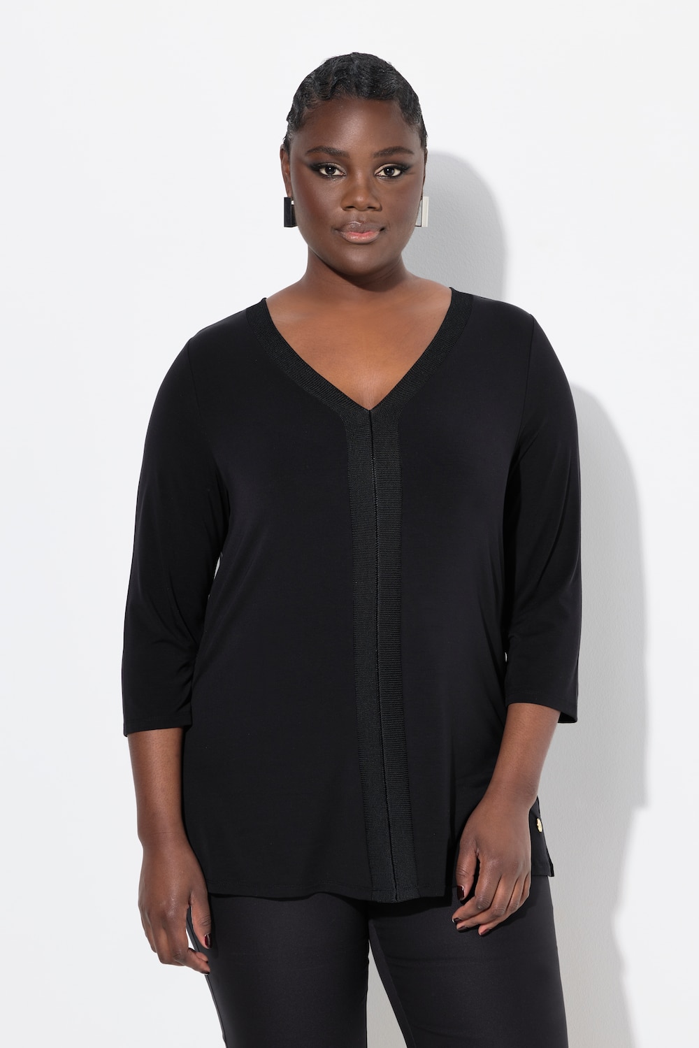 Große Größen Lyocell-Shirt, Damen, schwarz, Größe: 54/56, Synthetische Fasern, Ulla Popken