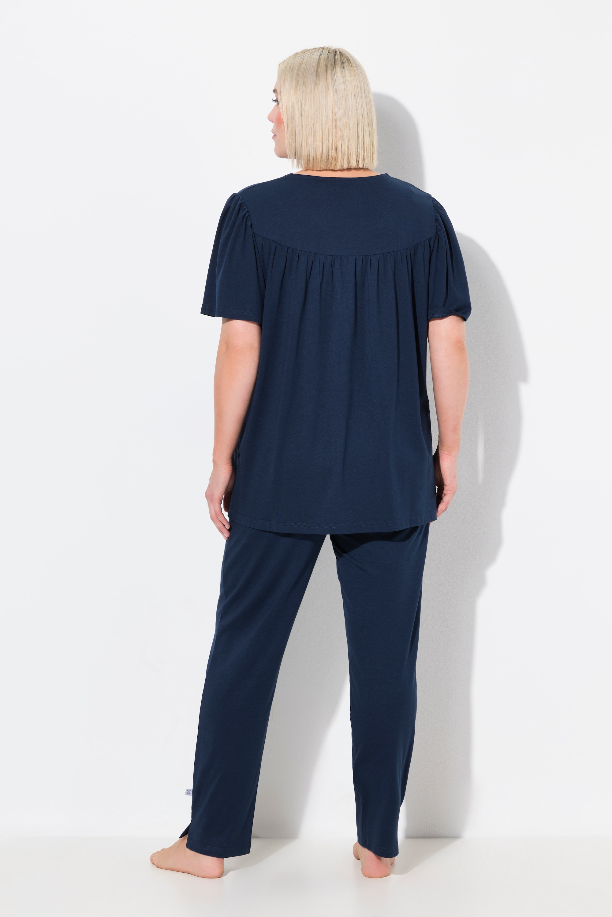 Ulla Popken Damen große Größen Pyjama Rundhals Flügel Halbarm Taschen 835382